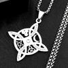 Collana Wicca Strega Nodo Celtico Pentagramma Sole Luna per Donne Uomini Acciaio Inossidabile Strass Amuleti Stregoneria Gioielli a Catena