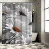 Monochrome Daisies Waterproof Shower Curtain Heat Resistant Machine Washable Non-Transparent 180x180cm