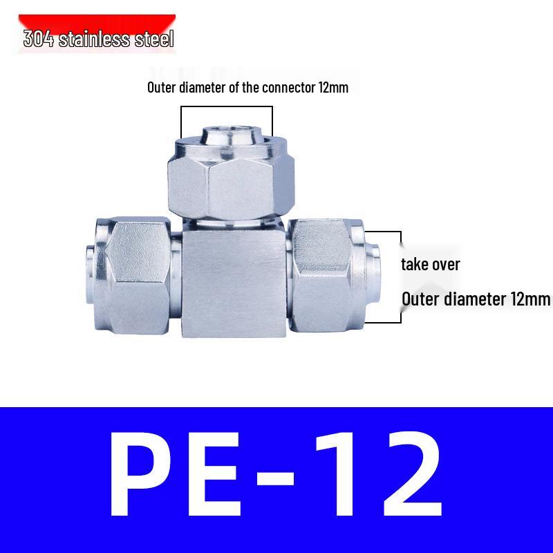 Trachea Quick-Connect T-Nozzle Adapter for Air Pumps and Compressors, with PE Pneumatic Lock Nut, Reducer, and PEG4 6/8mm Compatibility.