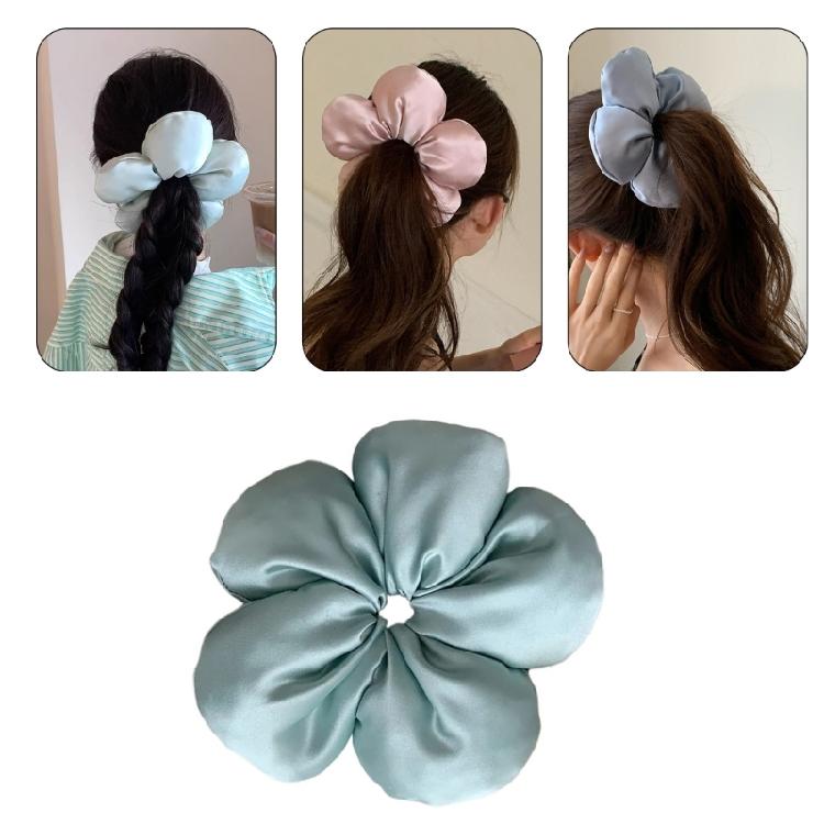 Geraffte Scrunchies 3D Blume Floral Haargummi Scrunchies Schwerlast