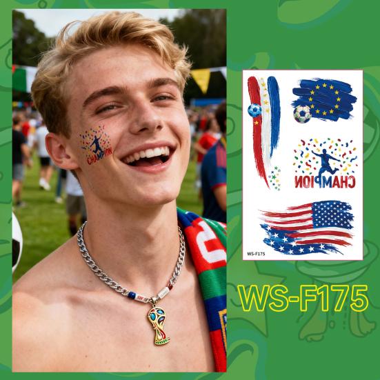 Wasserdichte Tattoo-Aufkleber Schweißfeste Temporäre Tattoos für Club-Events Partys Fußballfans Make-up Gesichtskleber