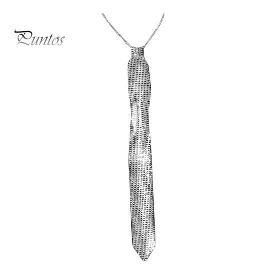 

Блестящий галстук со стразами, плоская сетка, металлические ремешки, блестящий галстук, рождественский подарок, реквизит для вечеринок и фотосъемки серебряный