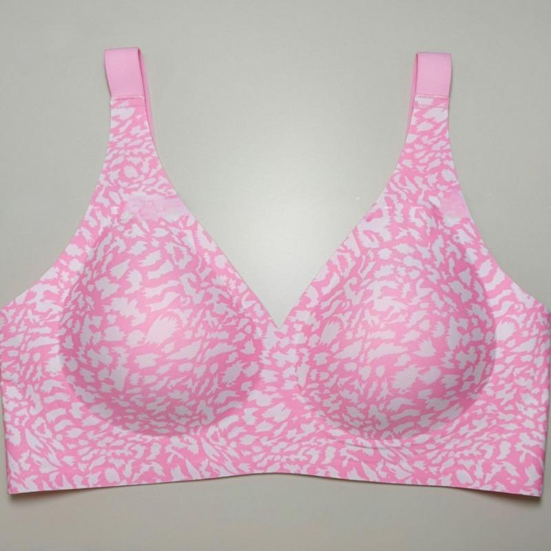 Coppa Gelatina Stampa Leopardo Scollatura a V Profonda Senza Cuciture Senza Ferretto Taglie Forti Comfort Intimo per Donne Uso Quotidiano
