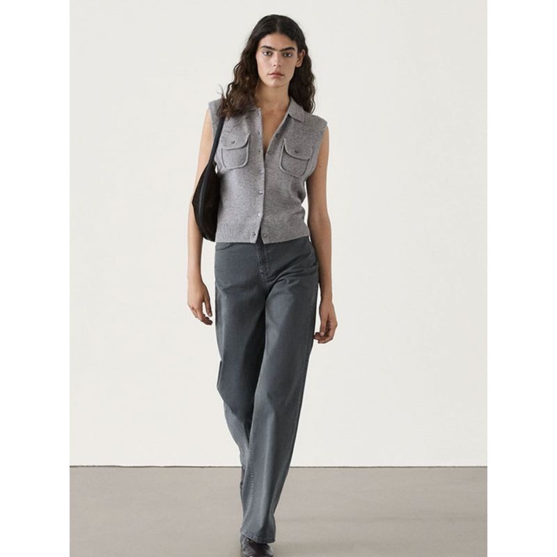 MD Women's Clothing Gray Intellectual Intelligence Commute Style Sleeveless Knitted Inner Match Vest Female 05730619205