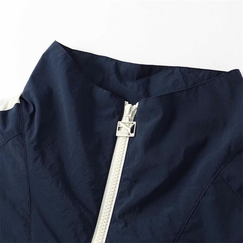 Puma T7 Logo Stand Collar Zip Long Sleeve Waterproof Jacket Men Jackets Navy-Blue 628092-14