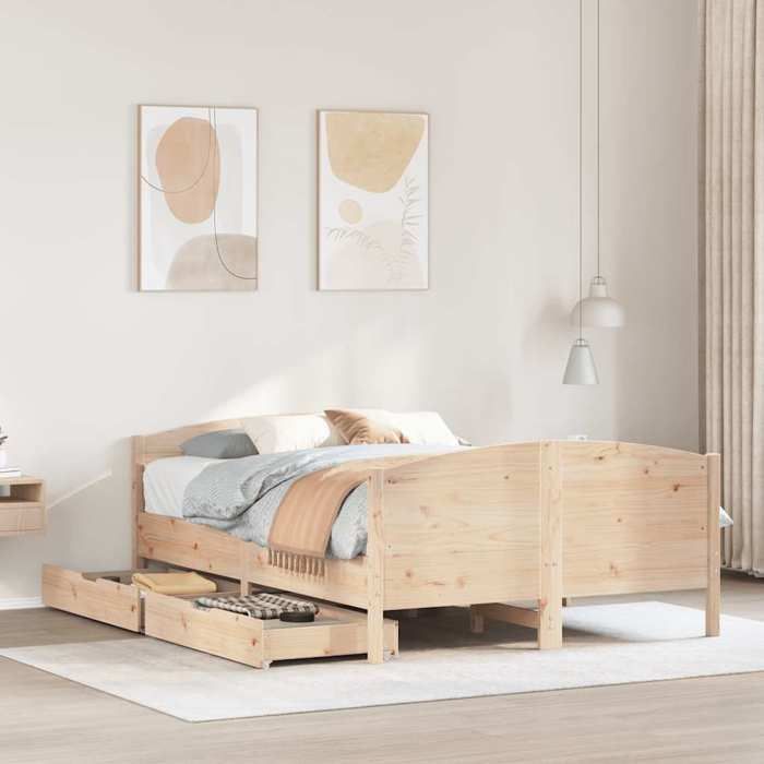 VidaXL Bed Frame with Headboard 120x200 Cm Solid Pine Wood, Bed, Bed, Double Bed, Bedroom Furniture, 3301791