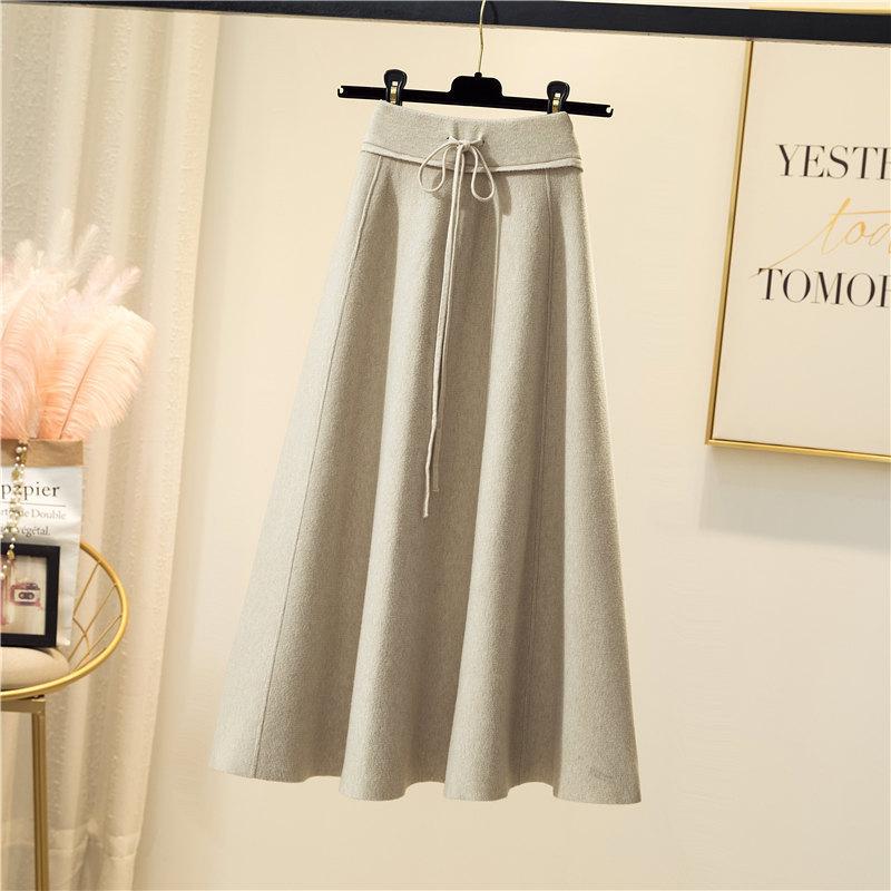 Autumn/Winter Knitted Half Skirt Autumn/Winter New Mid Length Large Swing Skirt Women's Skirt