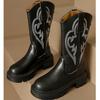 Embroidered Cowboy For Women New  Round Toe Platform Boots Retro Classic Western Cowgirl Trendy Mid-Calf