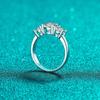 Xin Deyu S925 Sterling Silver Moissanite Three-Stone Ring for Women - European & American Fashion Style