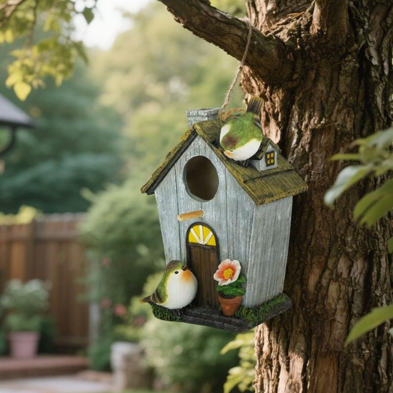 Resin Bird House Waterproof Outdoor Easy Installation Garden House Attracts Bird Hummingbird Shelter Cage Nest