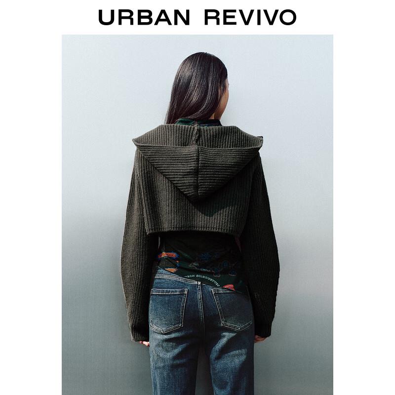 UR Women's Double-Zipper Hooded Knit Cardigan