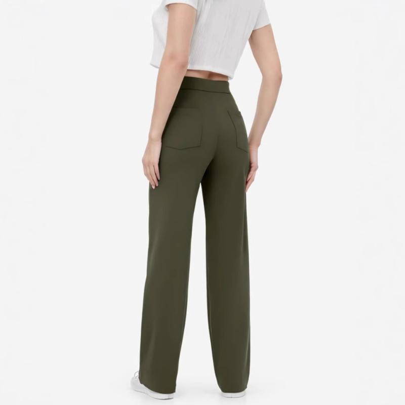 2025 New Women's High Waist Button Multi-Pocket Straight Casual Pants High Elasticity