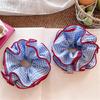 Blue Plaids Scrunchie Hair Tie Nonslip Elastic Hairband For Fine Thin Hair Ponytail Holder for Office Women Daily Wear