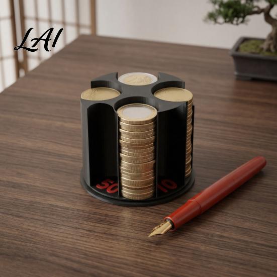 Compacte Wisselgeld Organizer 3D Geprint Universele Munt Houder Grote Capaciteit Houder voor Auto Draagbare Auto Individuele Sleuf Houder Roterende Organizer,