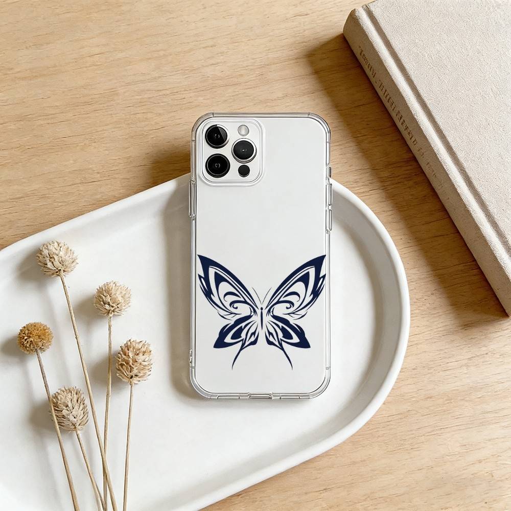 Minimalist Butterfly Fashion Trend Phone Case For iPhone 17 16 15 14 13 12 11 Mini Pro Max Plus Transparent Cover