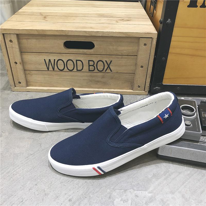 Spring and summer Korean version of men's canvas shoes men's one-pedal lazy shoes cloth shoes casual couple men's shoes