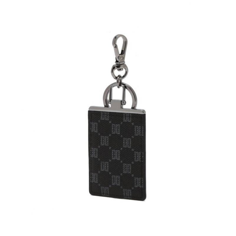 Daks Black Leather Dd Logo Keyring Dbho6e138bk