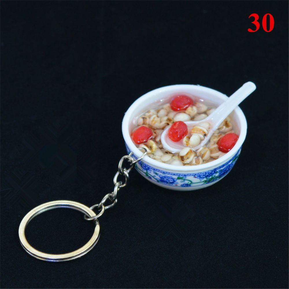 Buckle Mini Bowl Food Keychain Key Ring Simulation Chinese Food