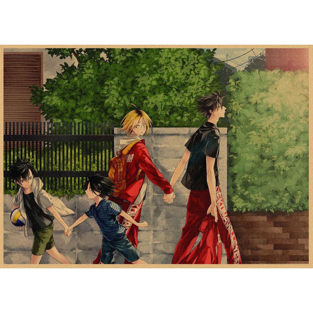 Haikyuu!! Retro Kraft Poster: Hinata Shoyo & Kageyama Tobio Decorative Wall Art
