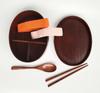 KXLCGYK Lightweight Bento 700ml Single with Cherry Blossom Drawstring Wooden Spoon and Natural Lacquer for and Students Box, Capacity, Oval, Tier,