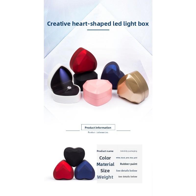 Heart-shaped Led Lighted Jewelry Box, Diamond Ring Gift Storage Packaging Box, Ring Box