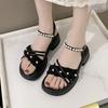 Fashion Sandals for Women Roman Style With Medium Heels Woman Shoes Cheap Liquidation Sandal High Quality Designer Chic and Elegant Shoe