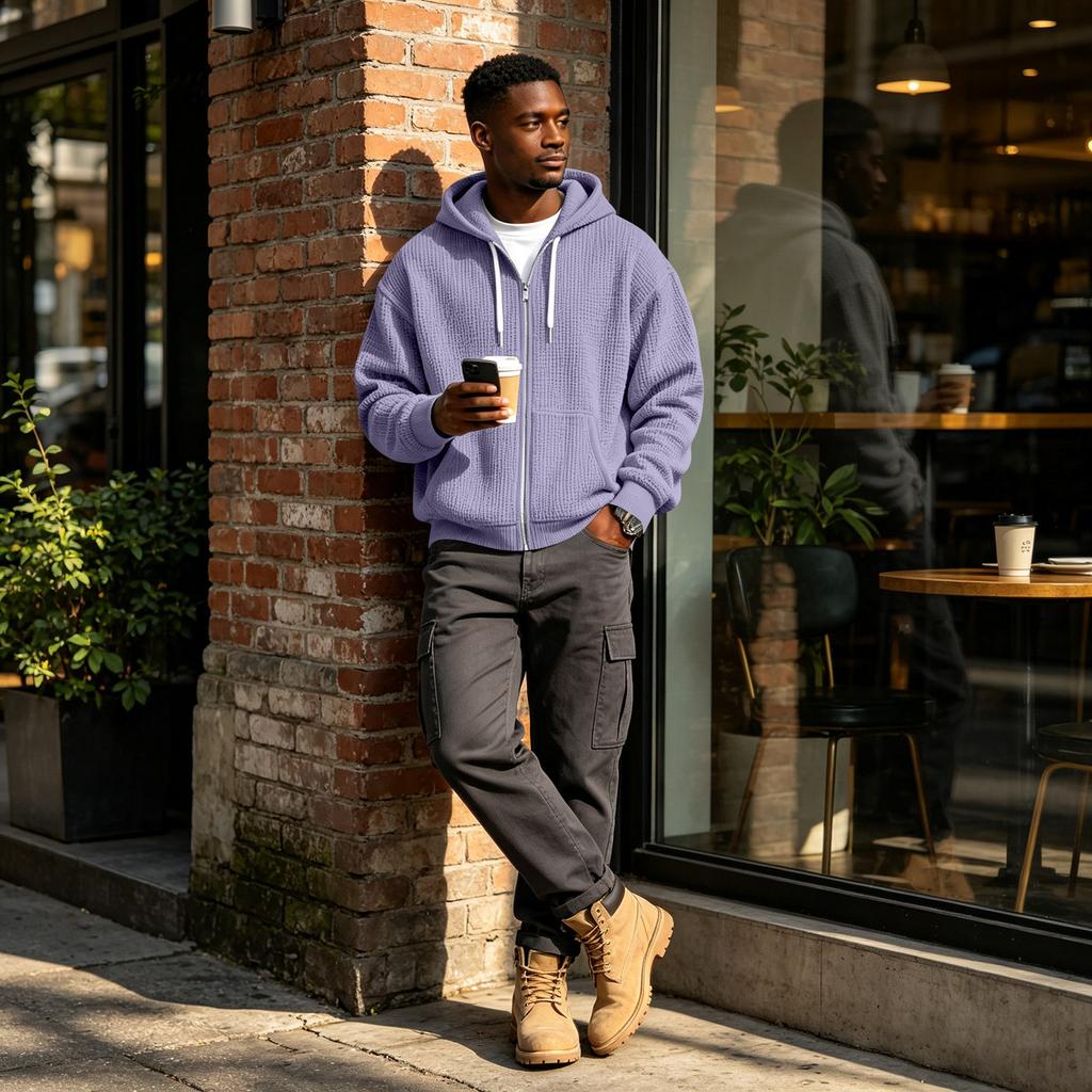 Men's Long Sleeve Hoodie Loose Fit Casual Streetwear Sweatshirt