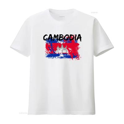 Cambodia Flag T Shirt Angkor Wat Design Perfect Nation for City Map Lovers Vintage Washed Breathable Versatile Graphic Casual