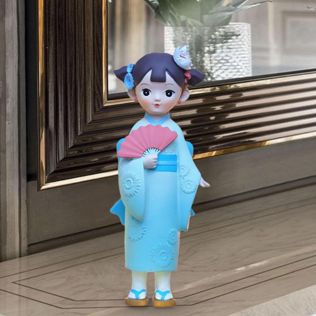 Pryskyřičná soška Asijská figurka Kabuki Japonské kimono Gejša panenka Miniaturní socha pro vitrínu Domácí vitrína Dárky na párty