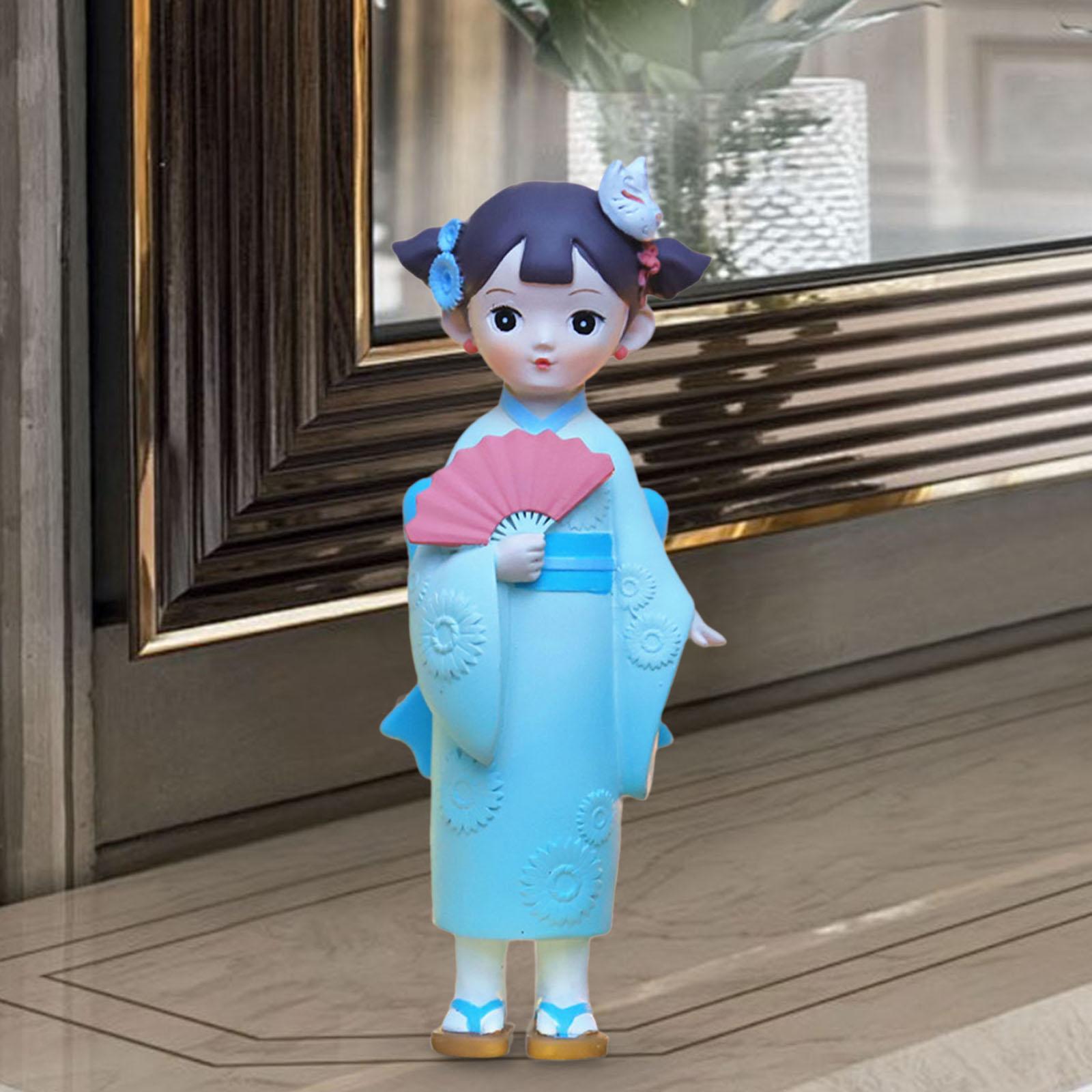 

Japanese Kimono Geisha Doll Resin Statue Asian Kabuki Figurine Miniature Sculpture for Bedroom