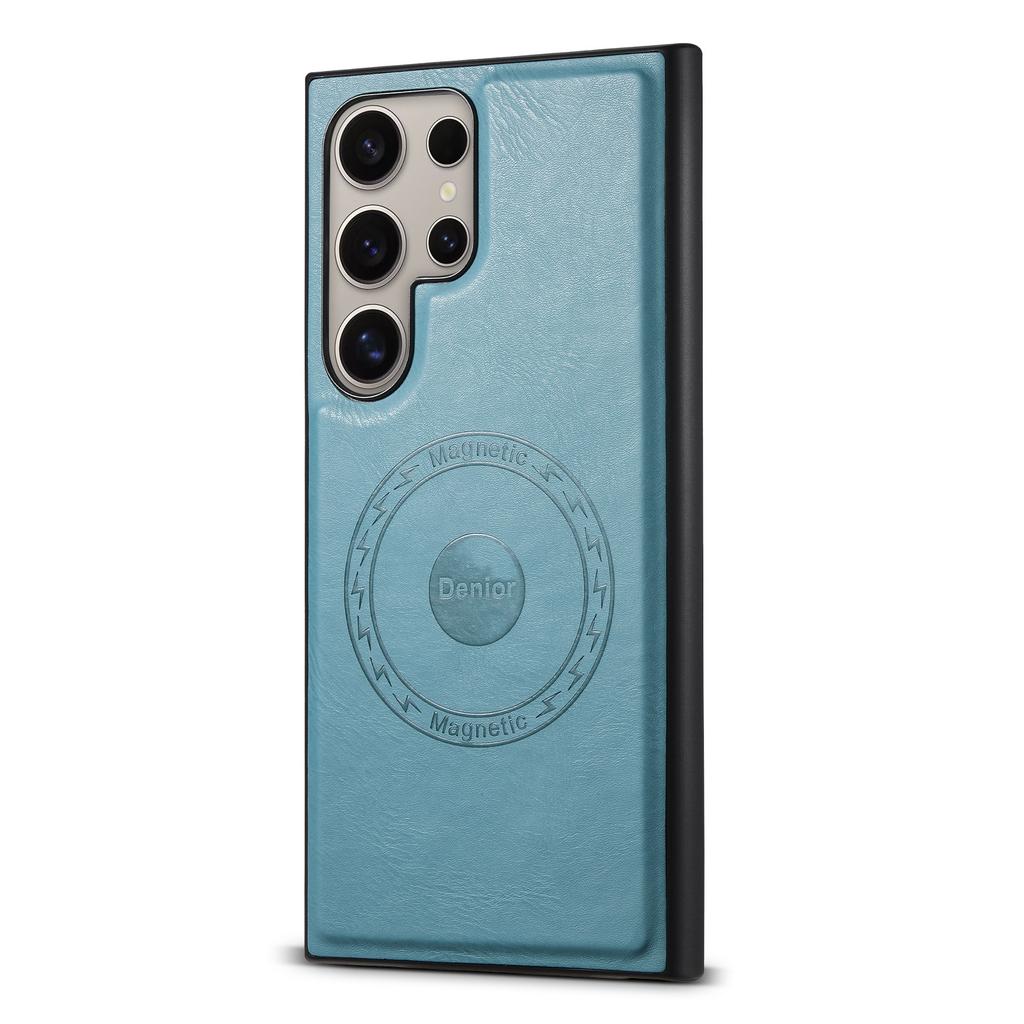 Denior Samsung S25Ultra imitation cowhide pattern sticky leather mobile phone case S24Plus magnetic charging protective case S23