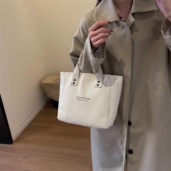 Canvas Handbag Large Capacity Zipper Closure Roomy Handbag Shopping Beach Travel Tote Bag Versatile Bento Bag