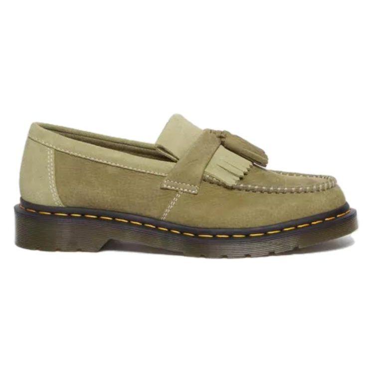 Dr. Martens Leather Round Toe Slip-On Loafers Women Loafers Green 31694357