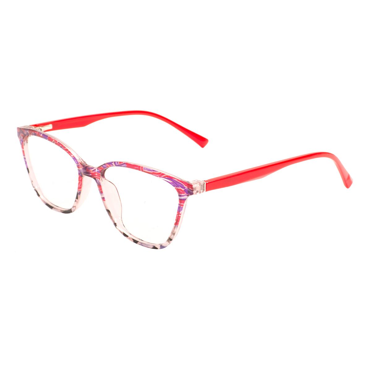 

Women Cat Eye Plastic Frame And Acetate Temples Colorful Transparent Square Spectacle With Spring Hinge For Prescription Lenses красный