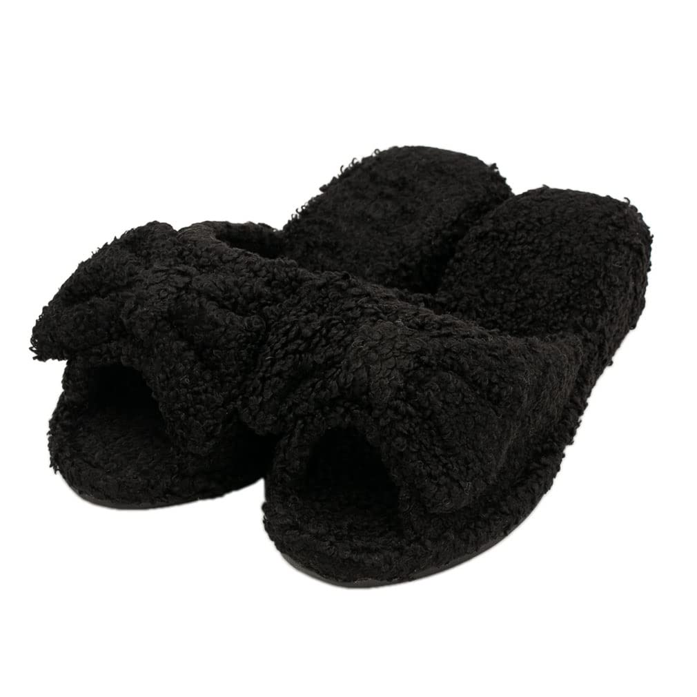 Devalier Gift Shop Fancy Heeled Portable Indoor Heeled Slippers for Entrance and Class Visits Slippers, Graduations, Ceremonies, (Pile Black) wa18-bk