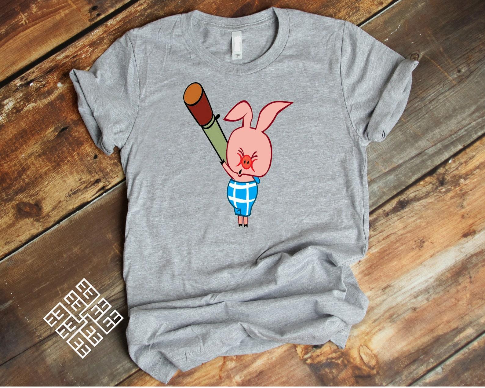 Soviet Russian Cartoon Winnie the Pooh Inspired T shirt, Pig Hunter Tee Shirt, Funny Russian Comedy Series Vinni Puh Hunting Season T shirt 3XL