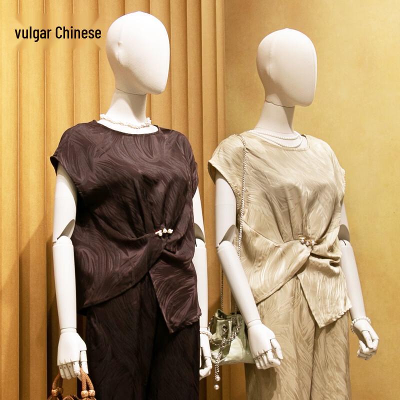 

Женский элегантный летний комплект из двух предметов: полосатая шифоновая блузка и юбка 6XL