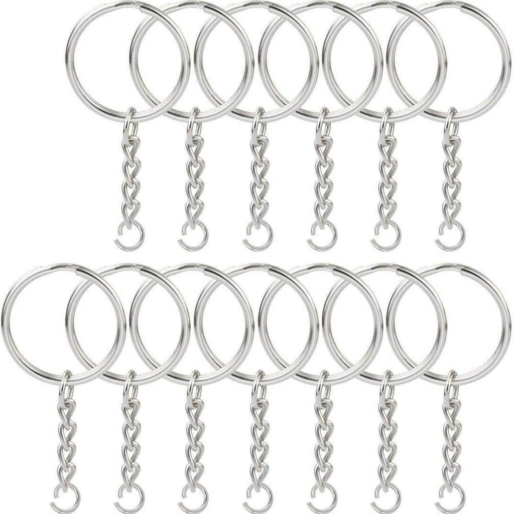25mm Key Ring with 4-Section Twist Chain, Available In Packs of 50 or 100