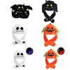 Cartoon Hat with Fluffy Ears Movable Hat Windproof Scarf Thick Hoodies Scarf Halloween Christmas Gift for Adult Kid