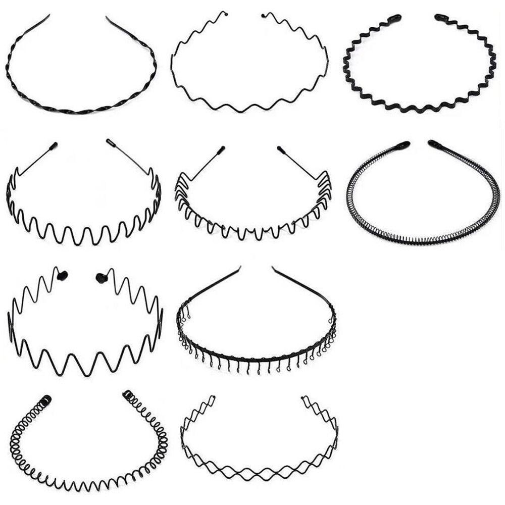 Alice Style Hair Styling Tool Sports Metal Hairband Wavy Headband Casual Headwear Black Head Hoop