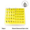 For Jewelry Glass 40mm Shank Grinding Burrs 50pcs Diamond Grinding Burs Polishing Grinding Head for Rotary Tool