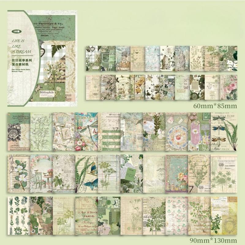 100pcs/pack Past Stories Material Paper Aestheti Scrapbooking Journaling Vintage Stationery Aesthetic