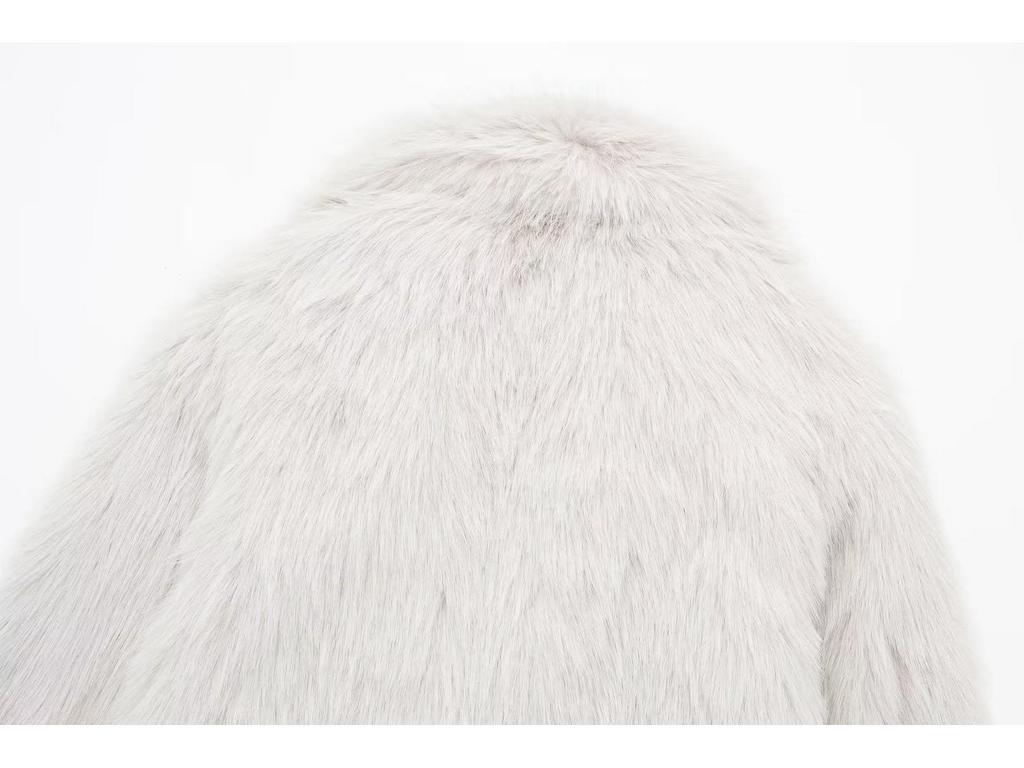 2023 Autumn/Winter Women's Faux Fur Mid-Length Warm Coat D69084