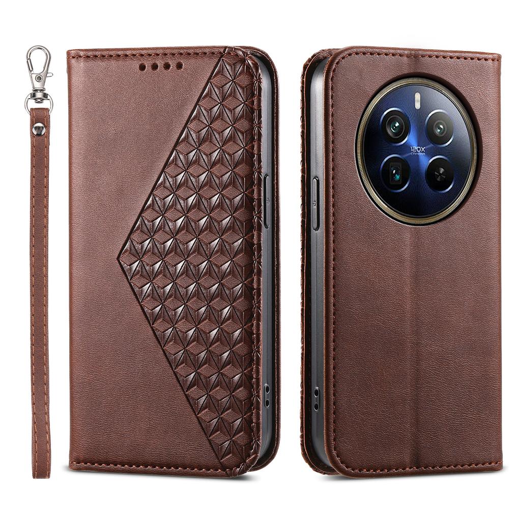 For Realme 12 Pro 5G/Realme 12 Pro+ 5G Case Rhombus Imprinted PU Leather+TPU Phone Cover
