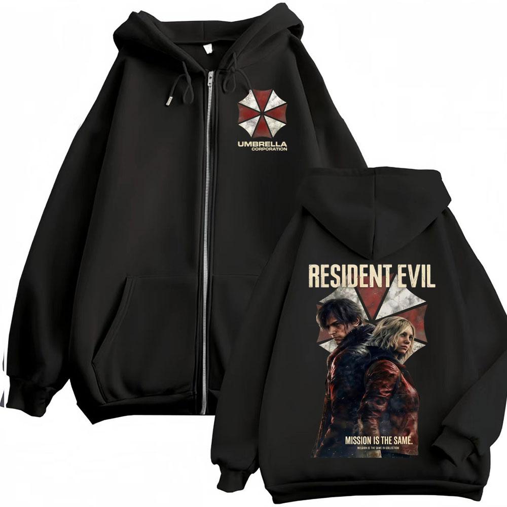 Limited Leon Kennedy Zipper Hoodies Resident Evil Requiemm Anime Jacket Sweatshirts Men Women Hoodie