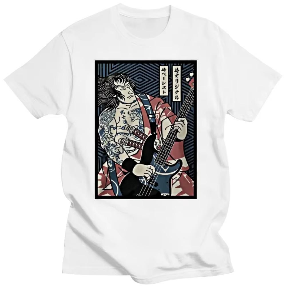 JapaneseGuitar Graphic Tshirts Black Fashion Men Short-sleev Tee Male Shirt Fitness Tees Summer Oversized T-shirt