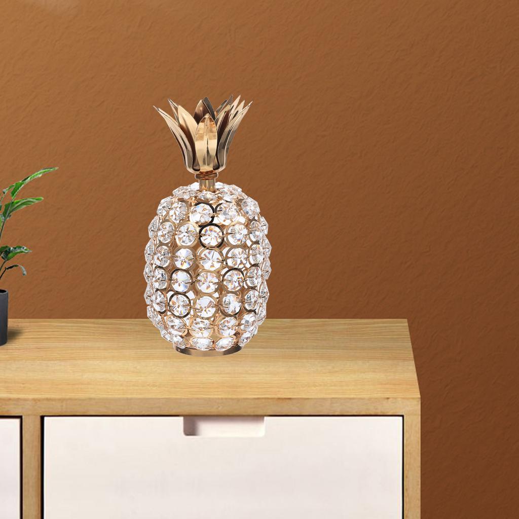 Crystal Pineapple Ornament Home Decor Living Room Office Tabletop Pineapple Figurine Silver Metal Novel Decor Party Supplies