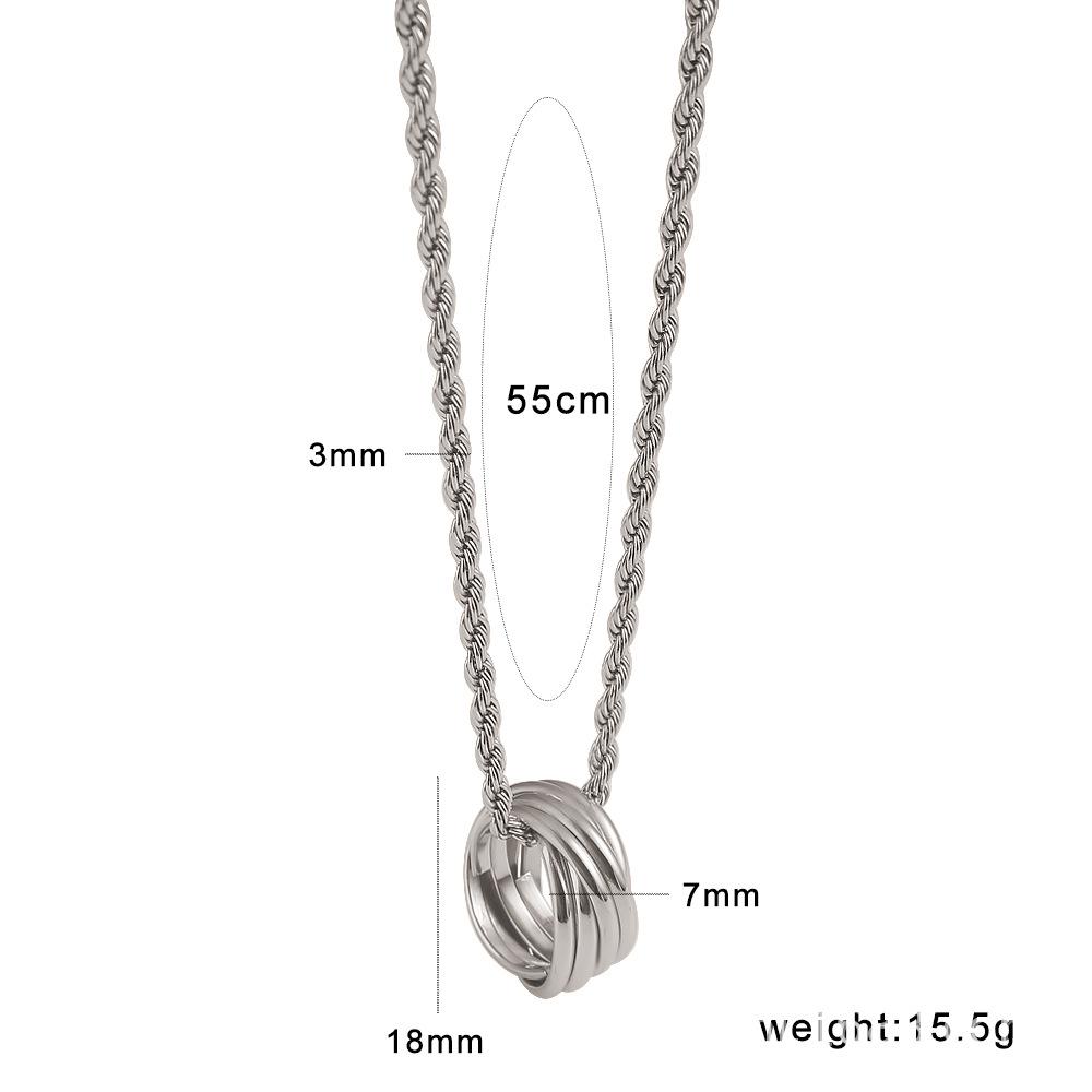 Meishiduo European & American Ring Pendant Fashion Stainless Steel Collarbone Necklace