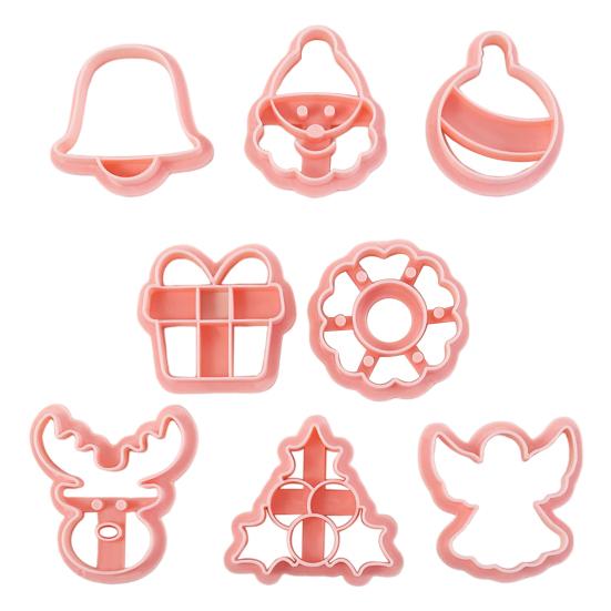8Pcs Christmas Cookie Cutter Set 3D Mini Stamps for Baking DIY Press Molds