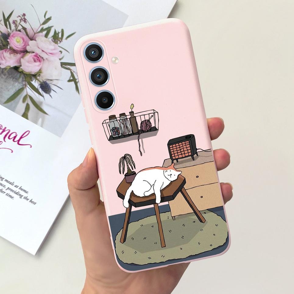 Soft Silicone Cases For Samsung Galaxy A54 5G A53 5G Case Samsung A23 4G 5G A12 A125F Bumper Shell Black Cat Stylish Coques Etui